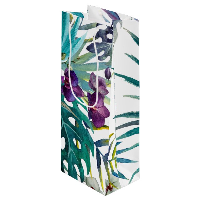 Wine Gift Bag - Tropical Orchids (Front Angled)