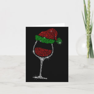 Wine Gl With Santa Hat Wine Lover Christmas Gift Card