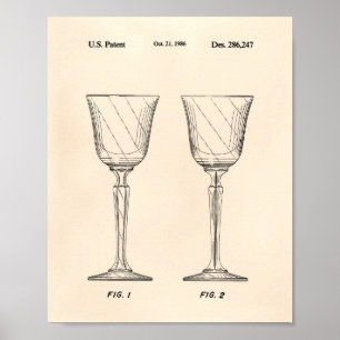 Wine Glass 1986 Patent Art Old Peper Poster