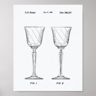 Wine Glass 1986 Patent Art White Paper Poster
