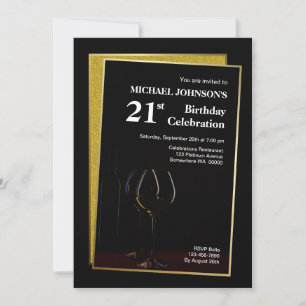 Wine Glass 21st Birthday Invitation