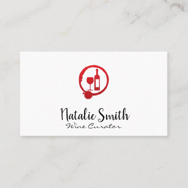 Wine Glass and Bottle Logo Business Card (Front)