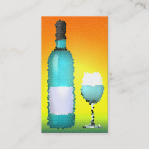 wine glass and bottle : stained glass business card
