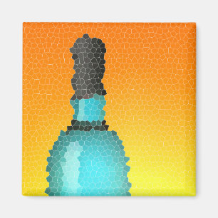 wine glass and bottle : stained glass magnet