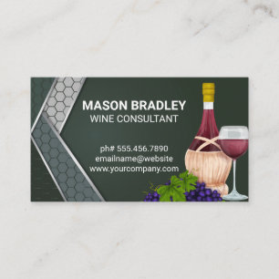Wine Glass and Bottle   Vineyard Business Card