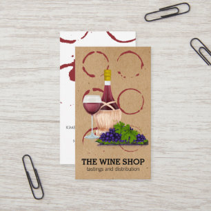 Wine Glass and Bottle Vintage   Wine Stain Business Card