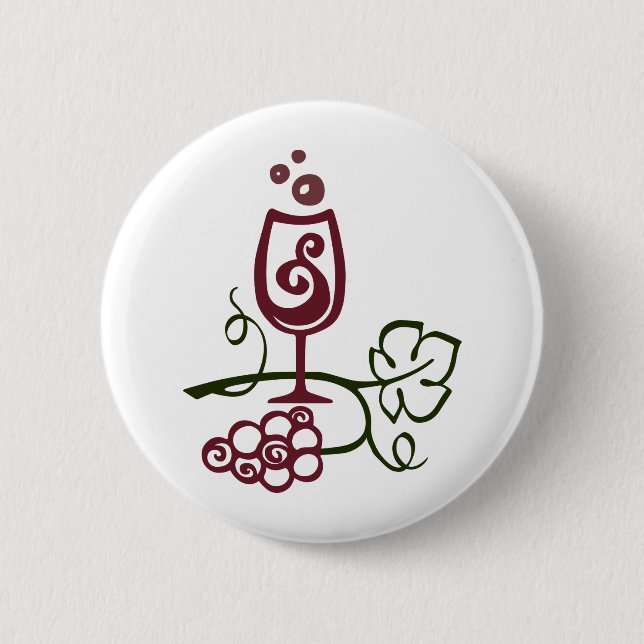 Wine Glass and Grapes 6 Cm Round Badge (Front)