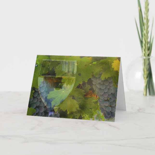 Wine Glass and Grapes Cheers Happy Birthday! Card (Front)