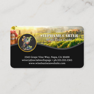 Wine Glass and Grapes   Vineyard Estate Business Card