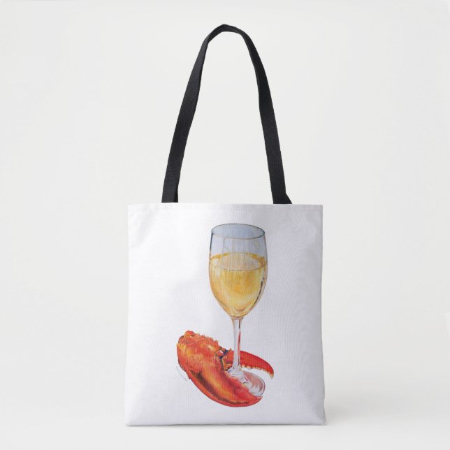 Wine Glass and Lobster Claw Tote Bag (Front)