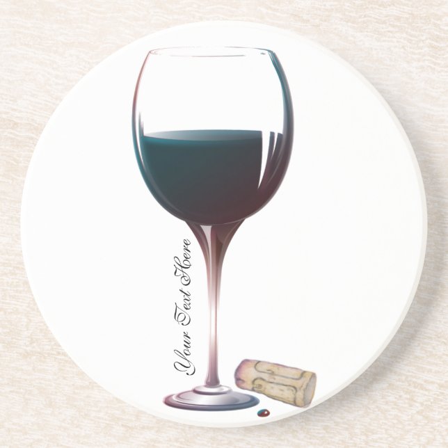 Wine Glass Art Personalised Logo Coaster (Front)