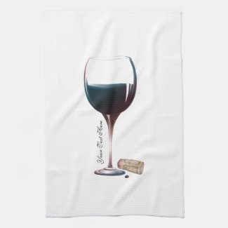 Wine Glass Art Personalised Logo Tea Towel