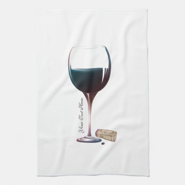 Wine Glass Art Personalised Logo Tea Towel (Vertical)