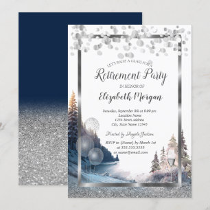 Wine Glass Balloons,Landscape Retirement Invitation