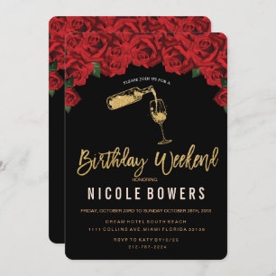 Wine Glass Birthday Weekend Itinerary Invitation