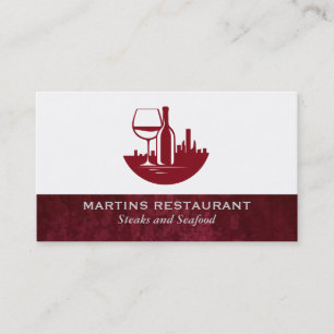 Wine Glass Bottle   City Skyline Business Card