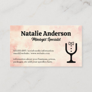 Wine Glass Bow Tie Logo   Catering Business Card