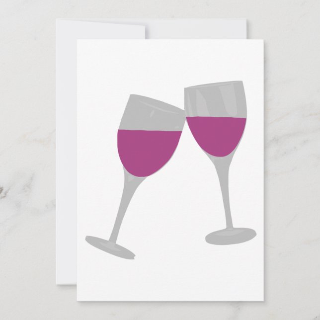WINE GLASS CELEBRATION WEDDING INVITATION (Front)