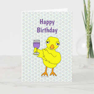Wine Glass Chick Birthday Card