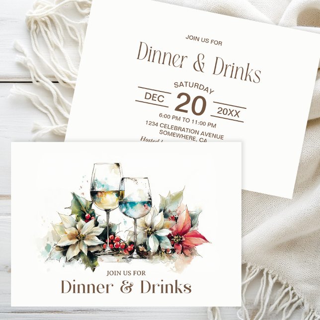 Wine Glass Christmas Dinner and Drinks Invitation (Creator Uploaded)