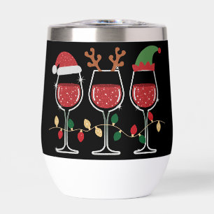 Wine Glass Christmas Lights Xmas Holiday Drinking