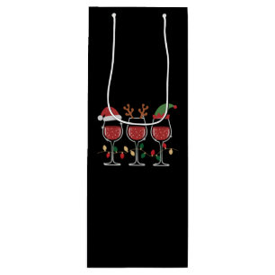 Wine Glass Christmas Lights Xmas Holiday Drinking Wine Gift Bag