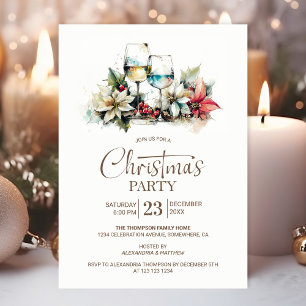 Wine Glass Christmas Party Invitation