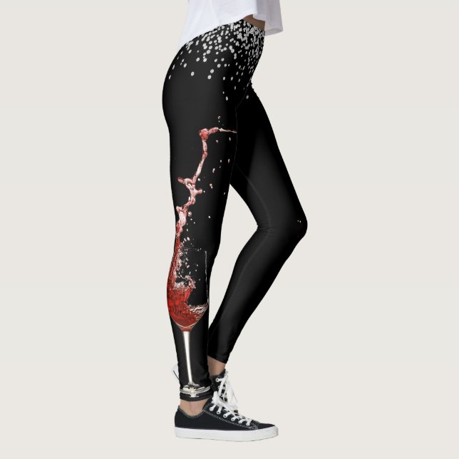 Wine Glass Diamond Confetti Celebration Wedding Leggings (Right)