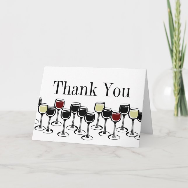 Wine glass dinner party wine tasting gala event thank you card (Front)