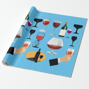 Wine Glass Drinks Cocktail party Alcohol Booze Art Wrapping Paper