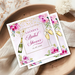 Wine Glass Floral Bridal Shower Napkin