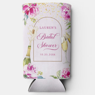 Wine Glass Floral Bridal Shower Seltzer Can Cooler