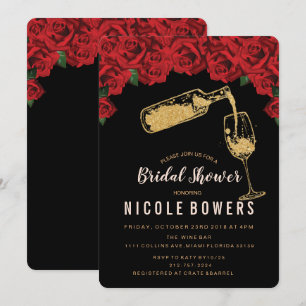 Wine Glass Glitter Bridal Shower Invitation