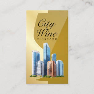 Wine Glass Gold Commercial Buildings Business Card