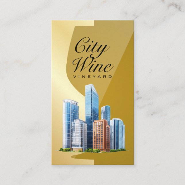 Wine Glass | Gold | Commercial Buildings Business Card (Front)