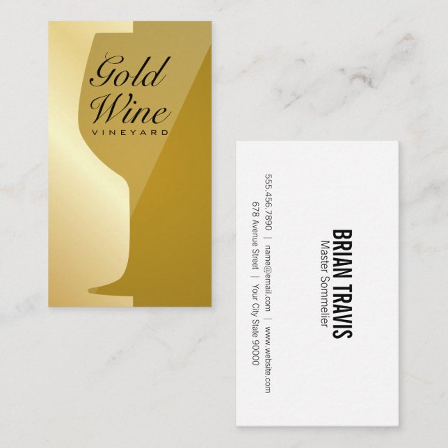 Wine Glass | Gold Sleek Business Card (Front/Back)