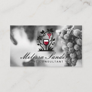 Wine Glass Grapes Logo   Winery Grapes Business Card