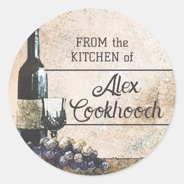 wine glass grapes packaging gift tag label (Front)