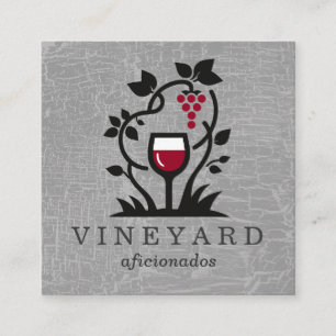 Wine Glass   Grapes Vines Square Business Card