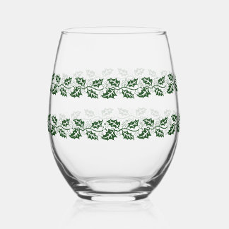 Wine Glass - Holly branches