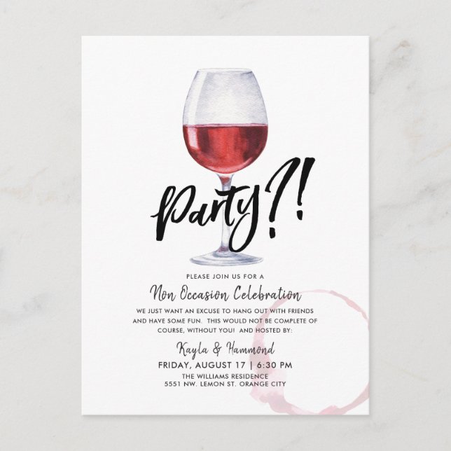Wine Glass Humour | Special Occassion Celebration  Postcard (Front)