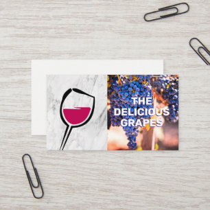 Wine Glass Icon   Wine Grapes Business Card