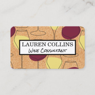 Wine Glass Illustrations Cork Winery Business Card