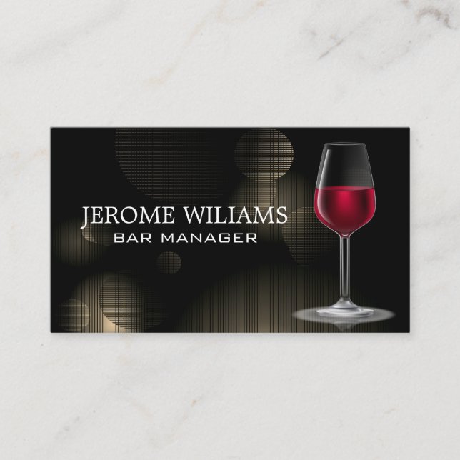 Wine Glass | Lights Backdrop Business Card (Front)