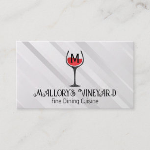 Wine Glass Logo   Monogram Business Card
