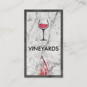 Wine Glass Logo   White Marble   Slate Trim Business Card