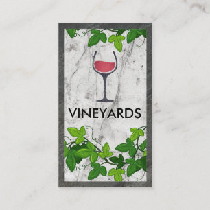 Wine Glass Logo   White Marble   Vines Business Card