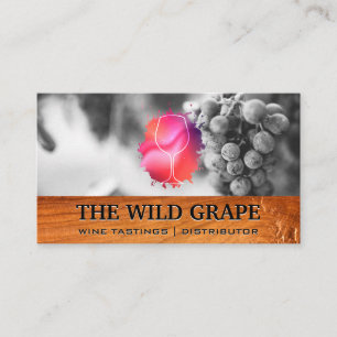 Wine Glass Logo   Wine Grapes   Wood Business Card