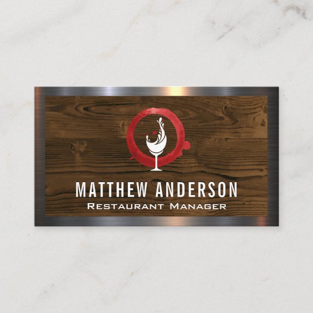 Wine Glass Logo | Wine Ring Stain  Business Card (Front)