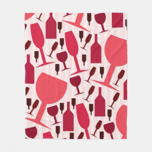 Wine glass pattern fleece blanket